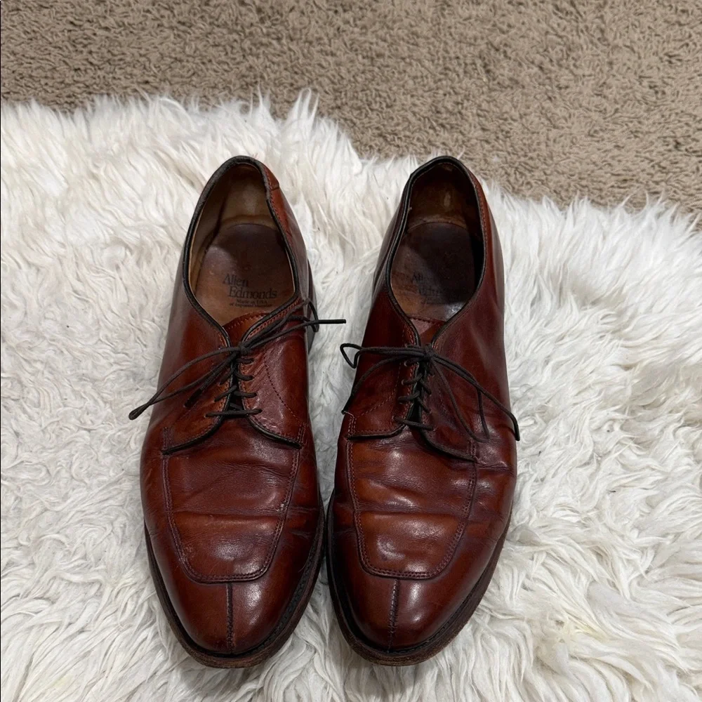 ALLEN EDMONDS Delray Tan‎ Brown Oxfords Sz 9 B Split Toe Mens Dress Shoes USA